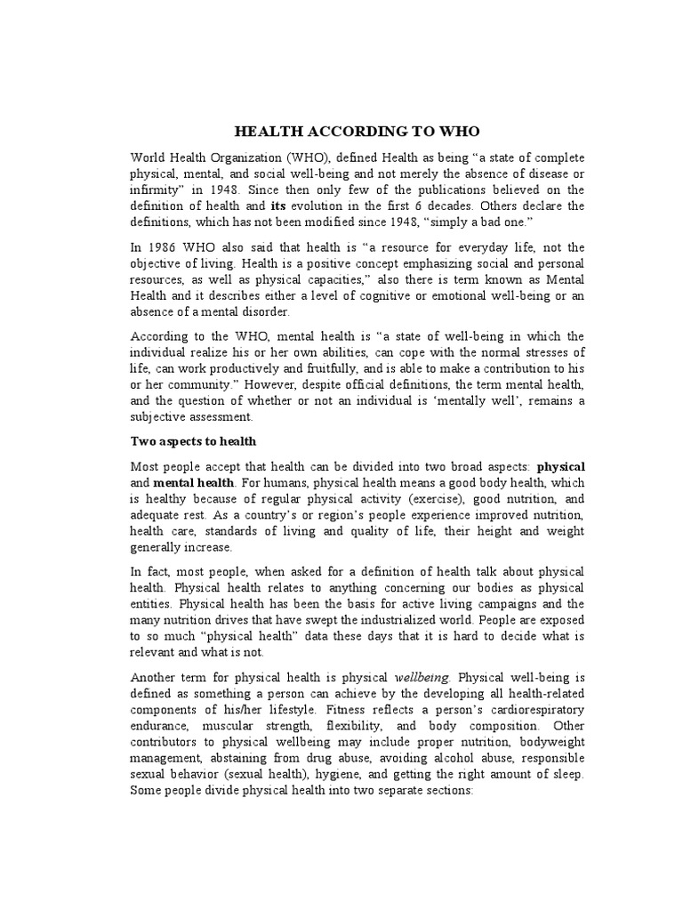 WHO's Health Definition Debate | PDF | Self-Improvement