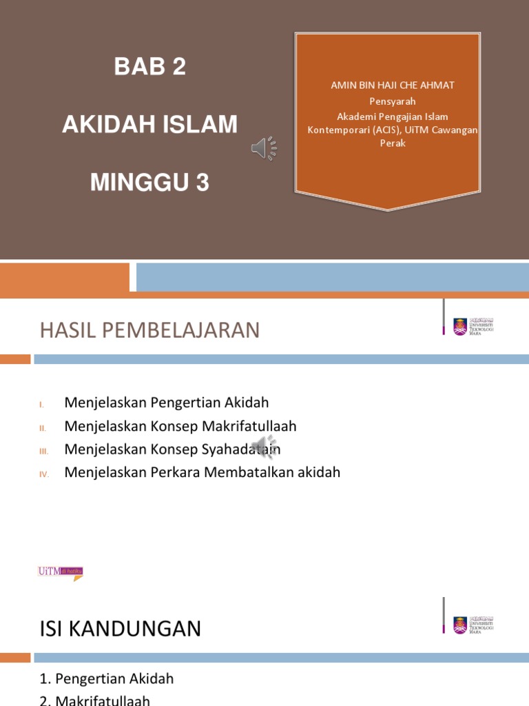 Ctu101 Week 3 Bab 2 Akidah Islam Pdf