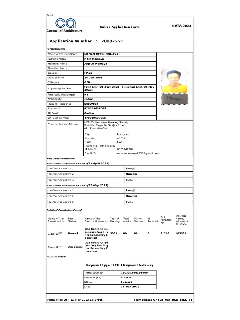Nata 2023 application form download free pdf access control