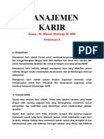 Manajemen Karir: Dosen: Dr. Menari Sitohang, SE. MM Pertemuan II