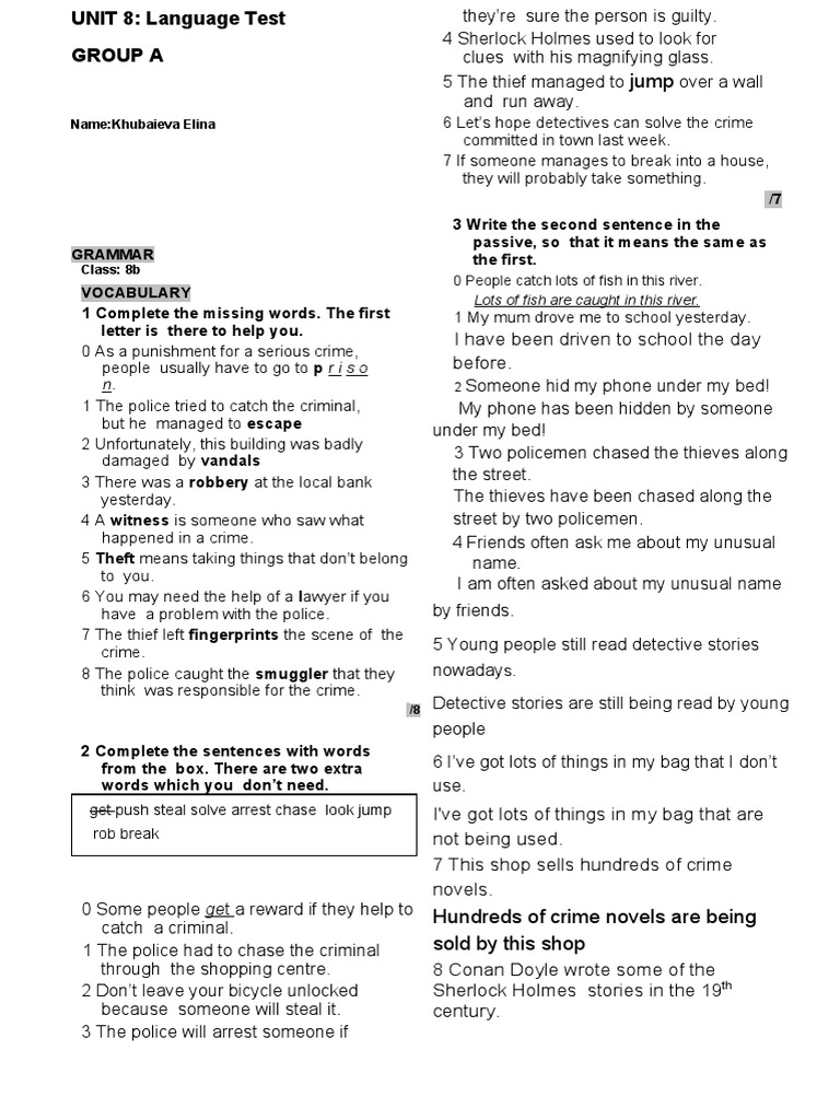 WIDGB3 Utest Language 8A | PDF