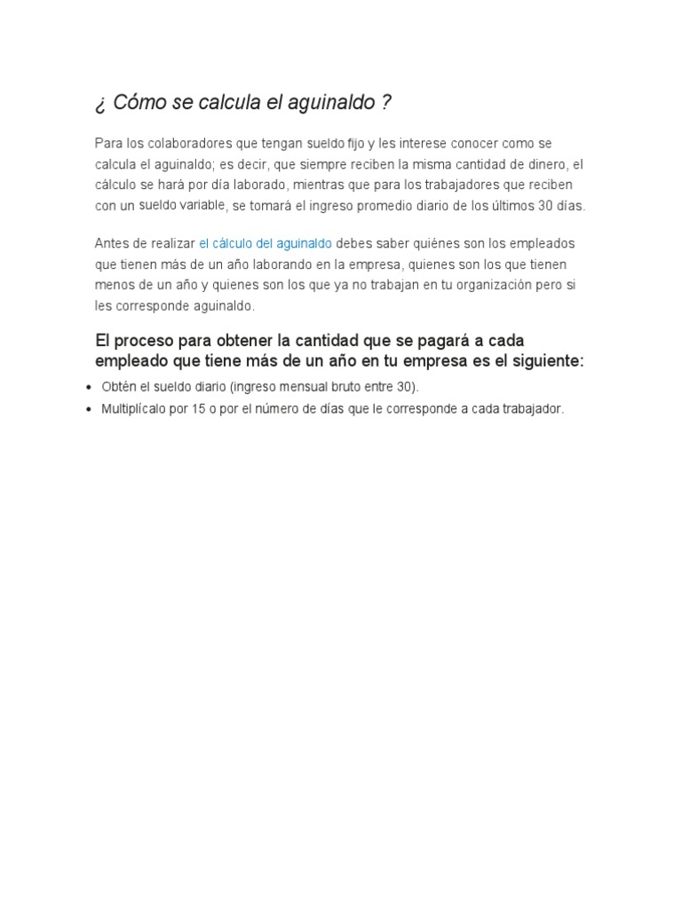 Cómo Se Calcula El Aguinaldo | PDF