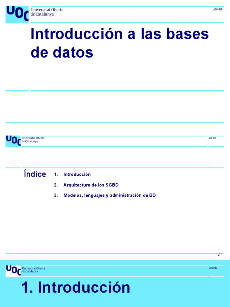 Introducción a las Bases de Datos y SGBD | PDF | Bases de datos | Base ...