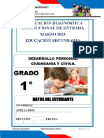 Grado: Evaluación Diagnóstica Institucional de Entrada MARZO 2023 Educación Secundaria