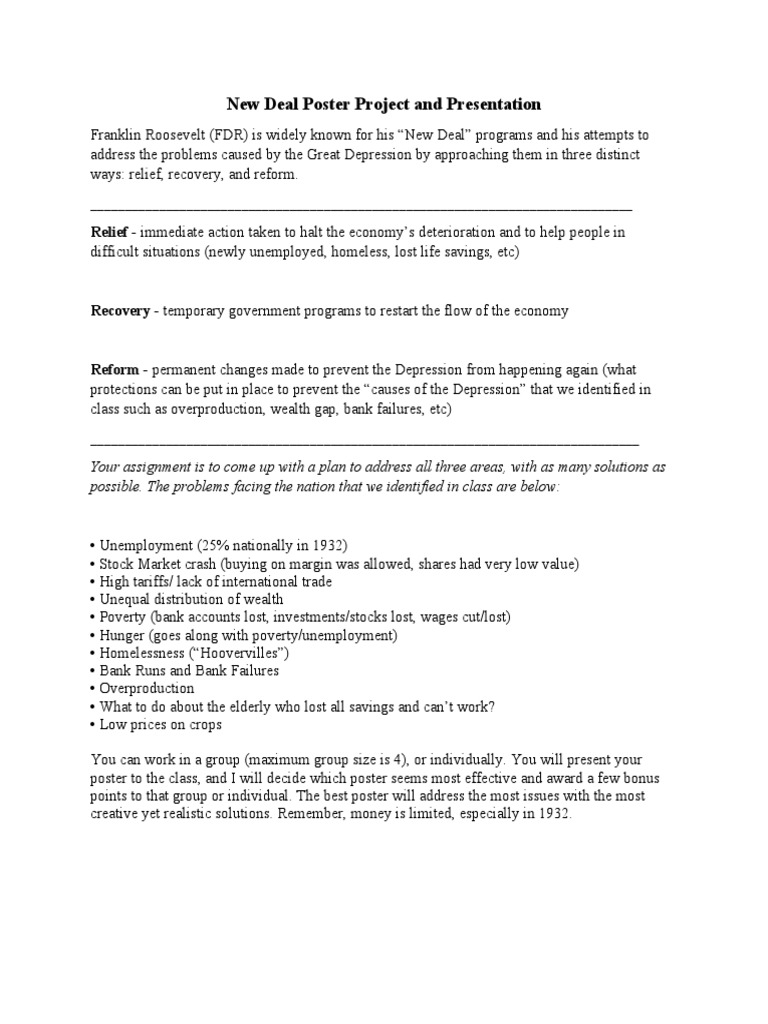 New Deal Poster Directions PDF