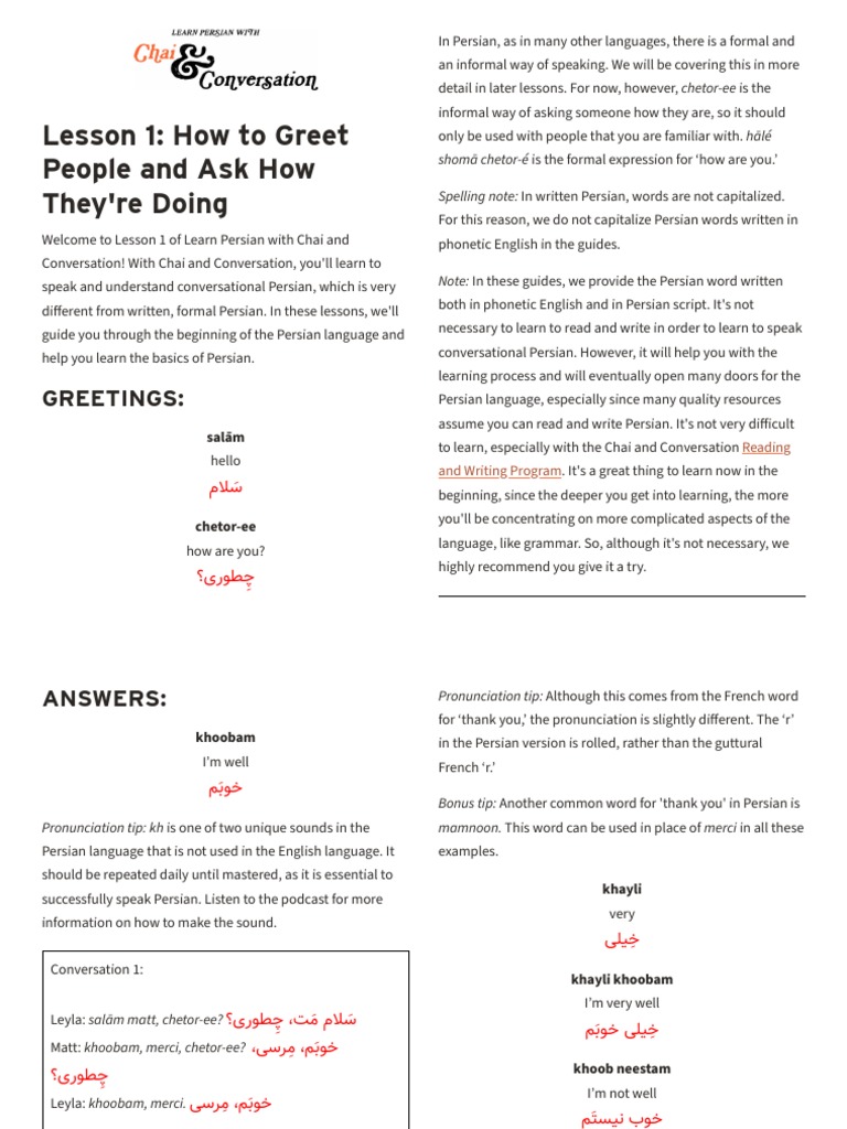 Learn Persian With Chai Conversation Learn Persian With Chai