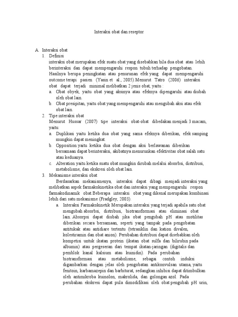 Interaksi Obat dan Reseptor: Mekanisme, Jenis, dan Contoh | PDF