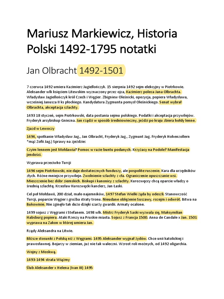 Markiewicz I Augustyniak Podręcznik Notatki Polska | PDF