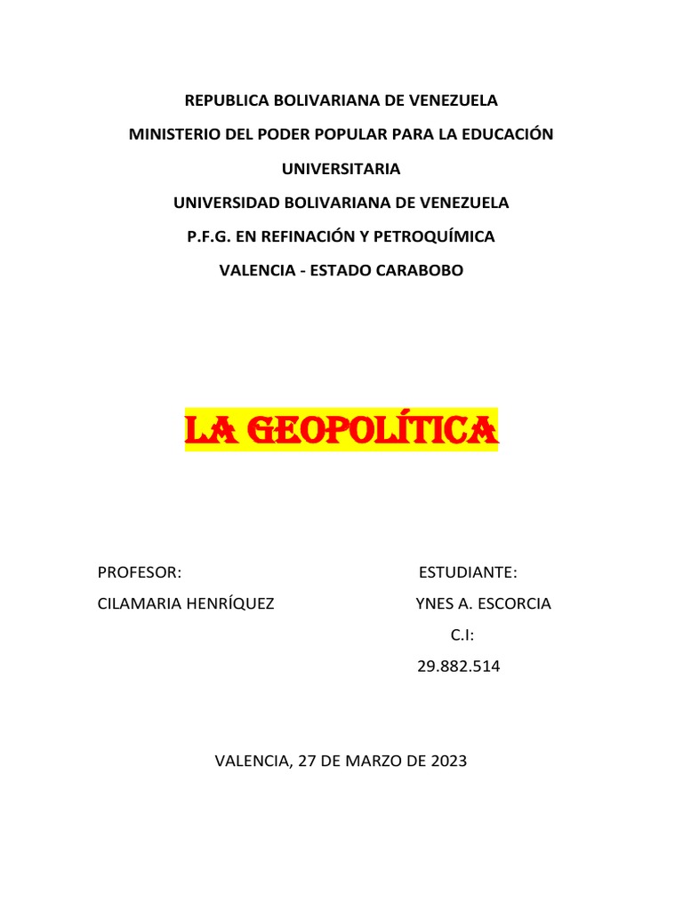 La Geopolítica | PDF | Geopolítica | Ciencias Políticas