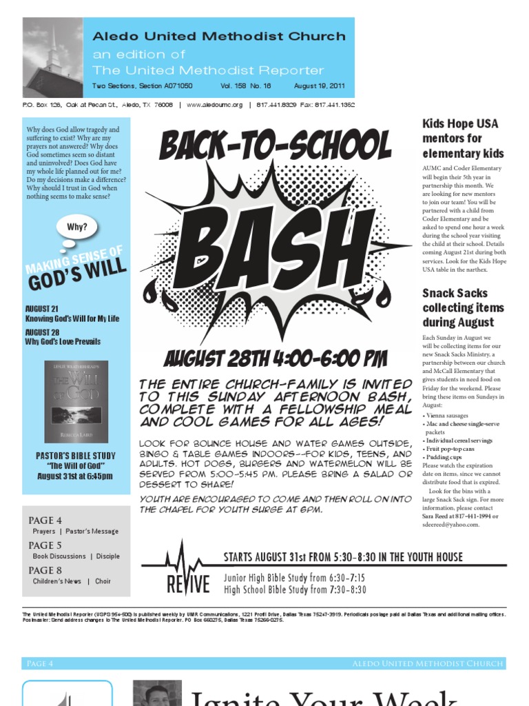 Newsletter - August19th | PDF | United Methodist Church | Bible