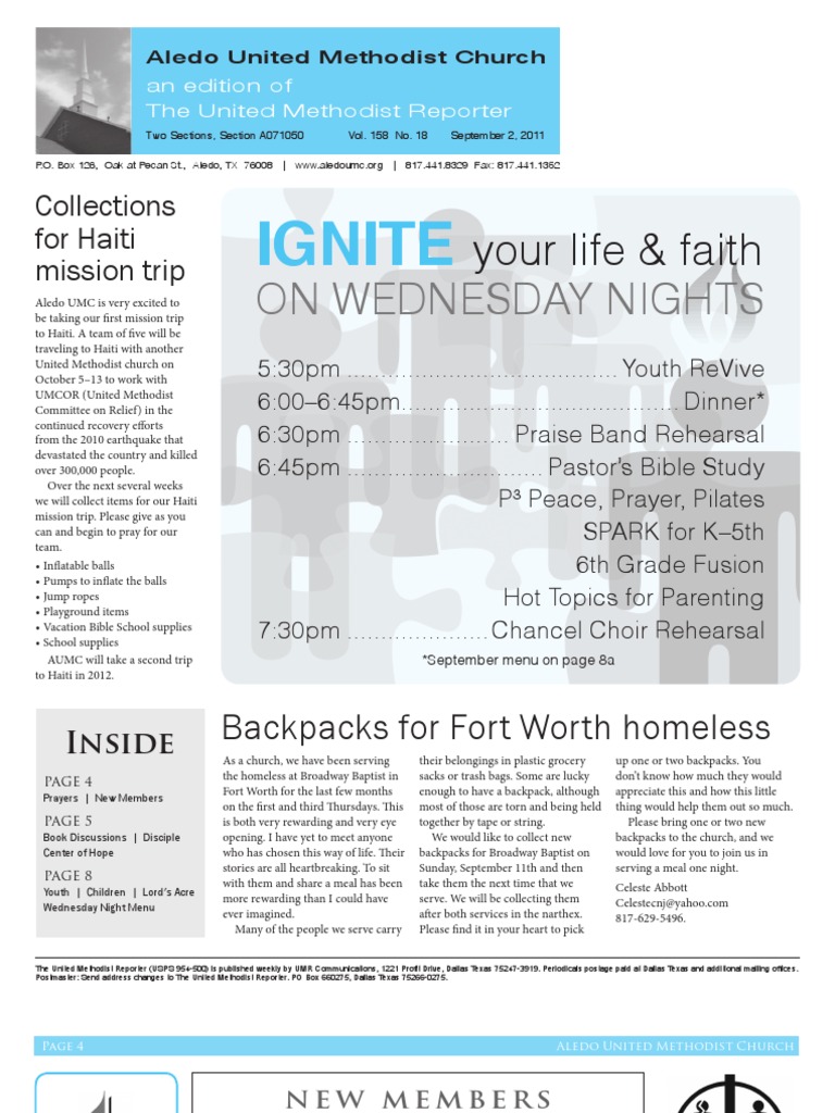Newsletter - September 2nd | PDF | United Methodist Church | Bible
