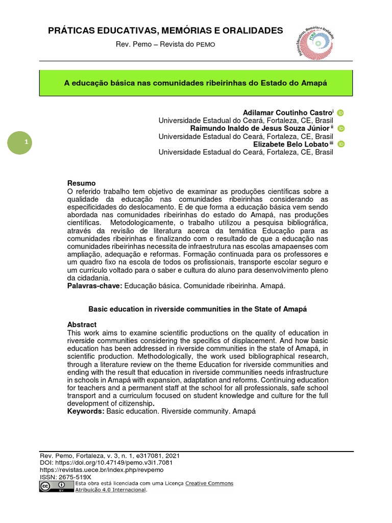 A Educacao Basica Nas Comunidades Ribeir | PDF | Estado | Pedagogia