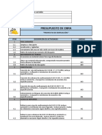 Presupuesto de Obra: Nombre Ficha Ciudad Fecha de Realización