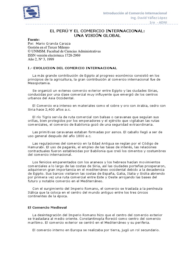 El Perú y El Comercio Internacional Una Visión Global | PDF | Comunidad ...