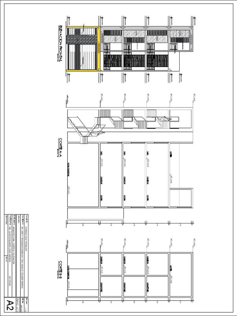 Corte Y Elevacion De Vivienda Multifamiliar 6x15m Pdf