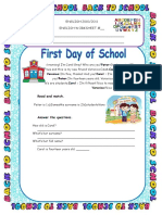 First Day of School - Personal Info Worksheet 5th Grade