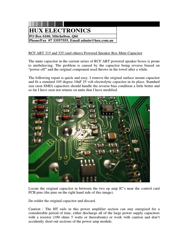 Rcf Art Series Mute Capacitor Fix Pdf