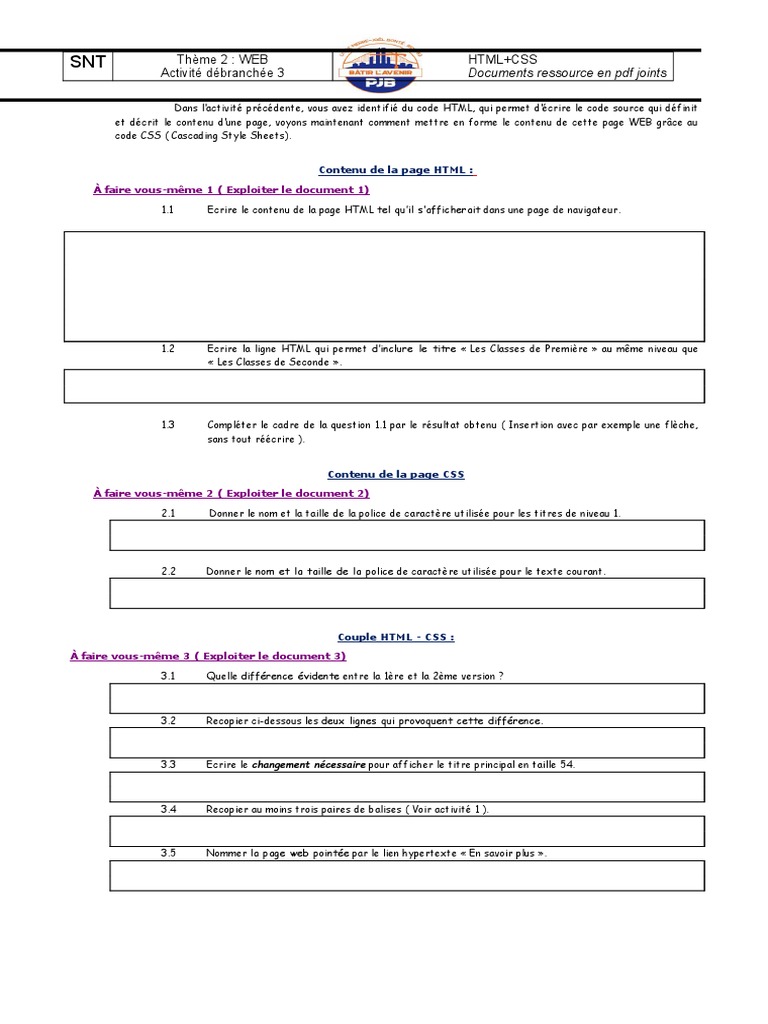 3 - WEB Débr 3 HTML+CSS VTW | PDF