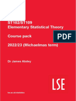 ST102/ST109 Elementary Statistical Theory Course Pack 2022/23 (Michaelmas Term)