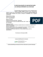 Declaração de Não Realização de Subcontratação para Obra Ou Serviço Referente Ao Atestado