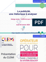 La Publicité, Une Rhétorique À Analyser: Edwige Jamin - CLEMI de Lyon / DANE Jeudi 30 Janvier 2020
