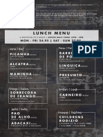 Lunch Menu: Picanha Alcatra Maminha Barriga de Porco Linguiça