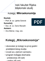 Ekonomski Fakultet Rijeka Preddiplomski Studij Kolegij: Mikroekonomija