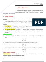 Applied Statistics: Testing of Hypotheses