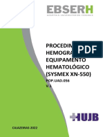 HEMOGRAMA NO EQUIPAMENTO HEMATOLÓGICO SYSMEX XN-550