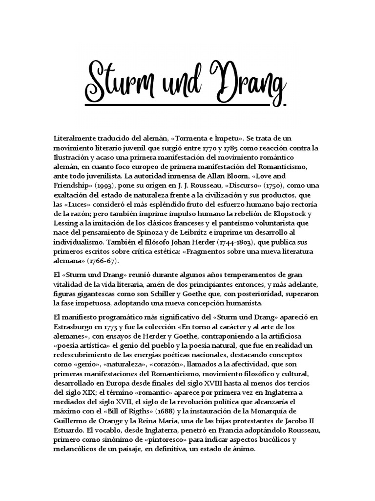 Sturm Und Drang Literatura PDF Romanticismo