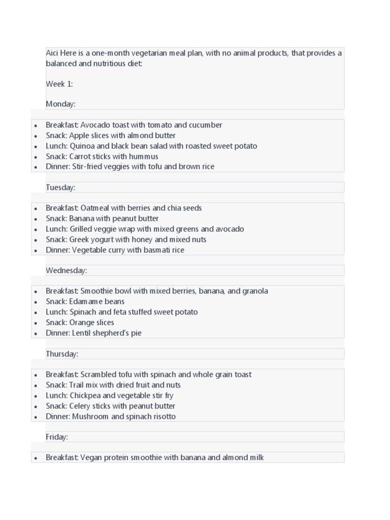 Vegan Meal Plan | Download Free PDF | Lunch | Tofu