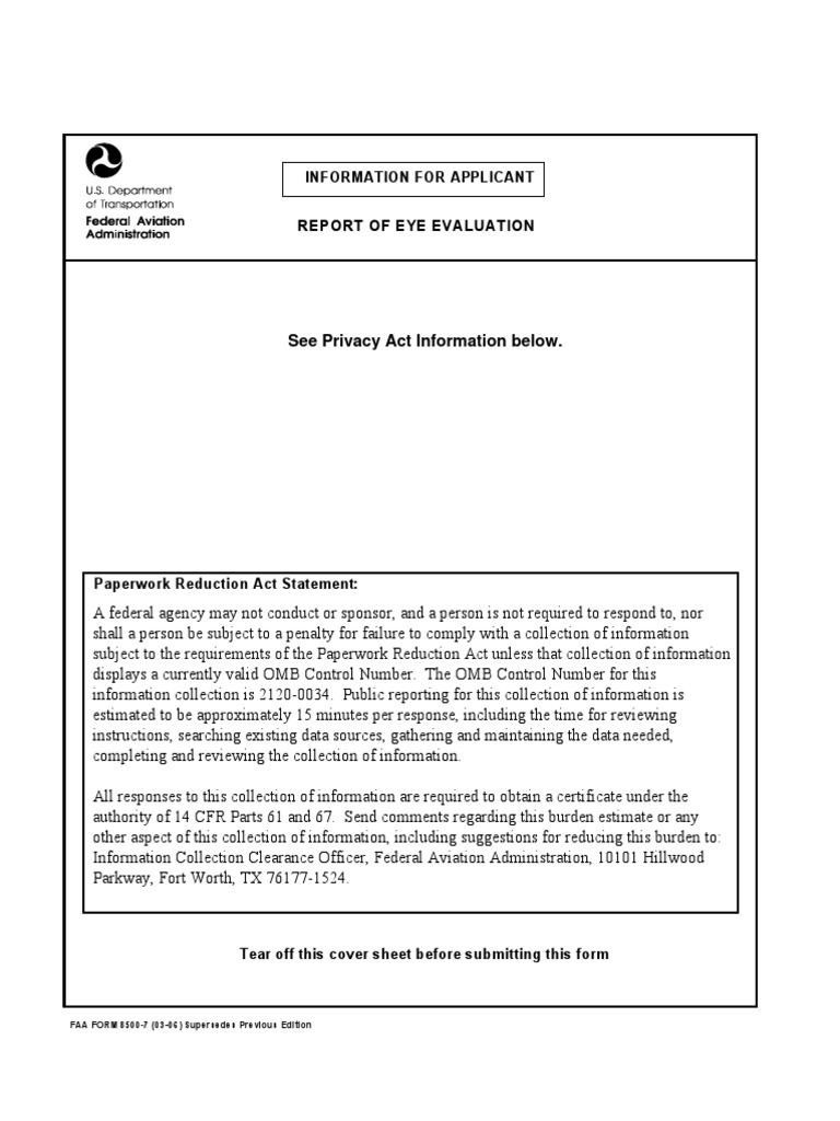 FAA Form 8500-7 Eye Evaluation Guide | PDF | Federal Aviation ...