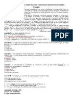 Atividades de revisão sobre sujeito, predicado e transitividade verbal