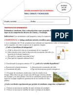 Evaluación diagnóstica de entrada de Ciencia y Tecnología para 1o y 2o grado de secundaria con 16 preguntas