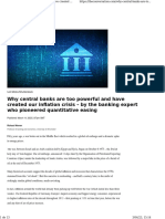 Why Central Banks Are Too Powerful and Have Created Our Inflation Crisis - by The Banking Expert Who Pioneered Quantitative Easing