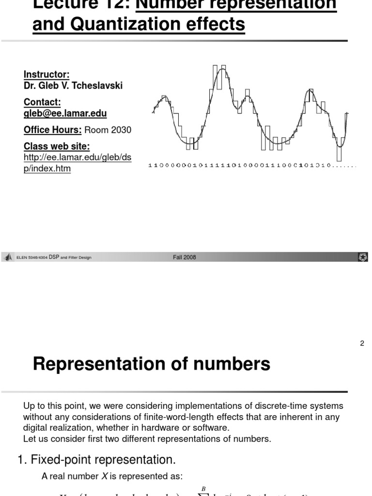 Lecture 12 Quantization Pdf Numbers Arithmetic