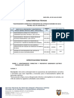 Características Técnicas: Quito DM., 22 de Marzo de 2023
