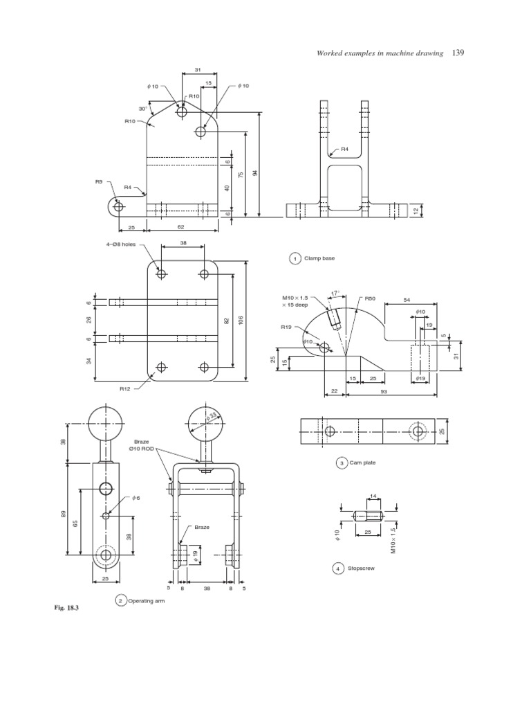 Machine Drawing Worked Examples | PDF | Washer (Hardware) | Valve