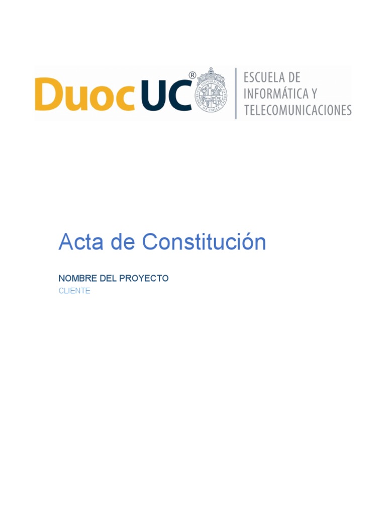 Acta de Constitución del Proyecto | PDF | Software | Informática