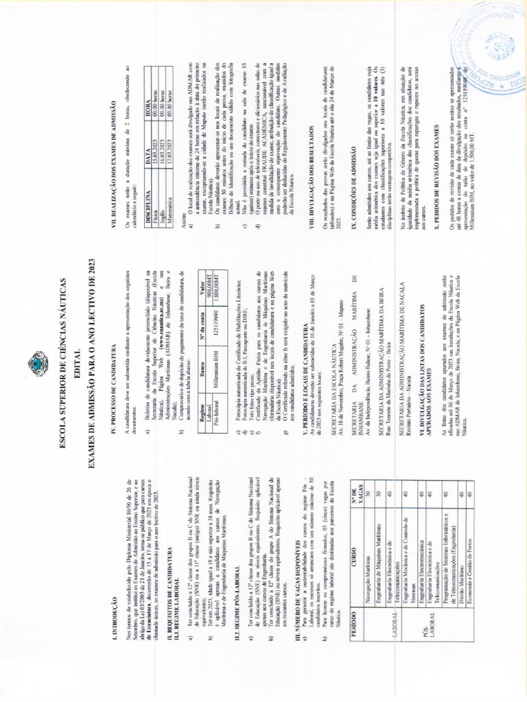 EDITAL Da Escola Superior de Ciências Náuticas - 2023 | PDF