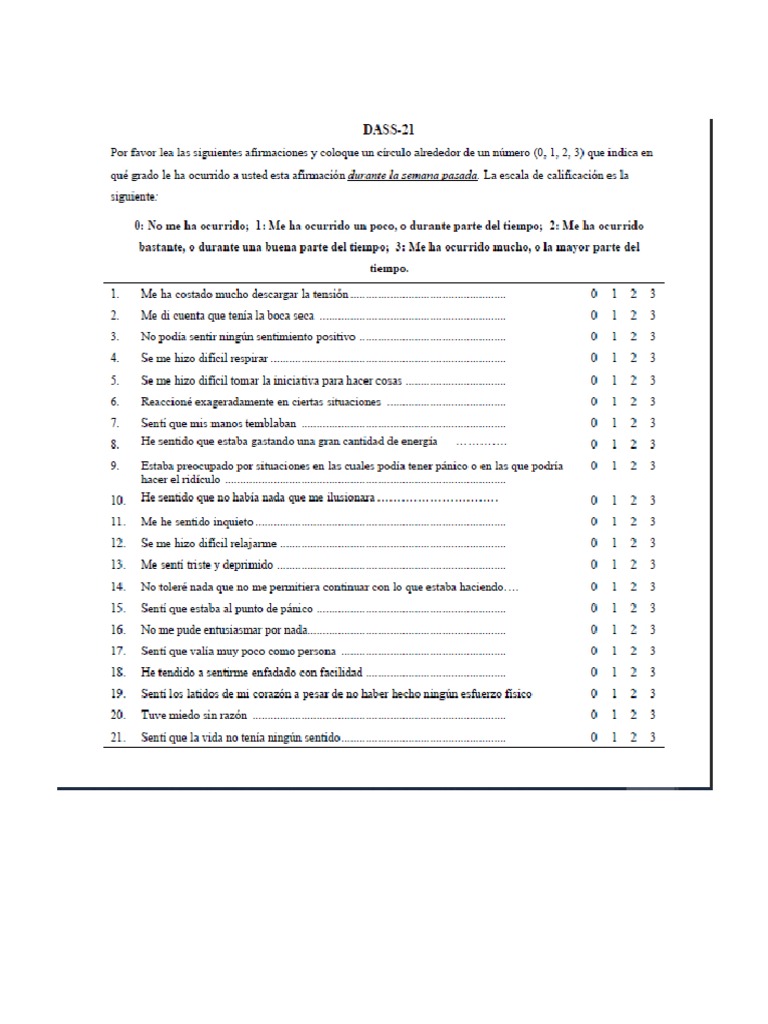 Teste de DASS-21 | PDF