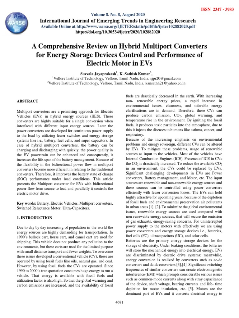 A Comprehensive Review On Hybrid Multiport Converters For Energy
