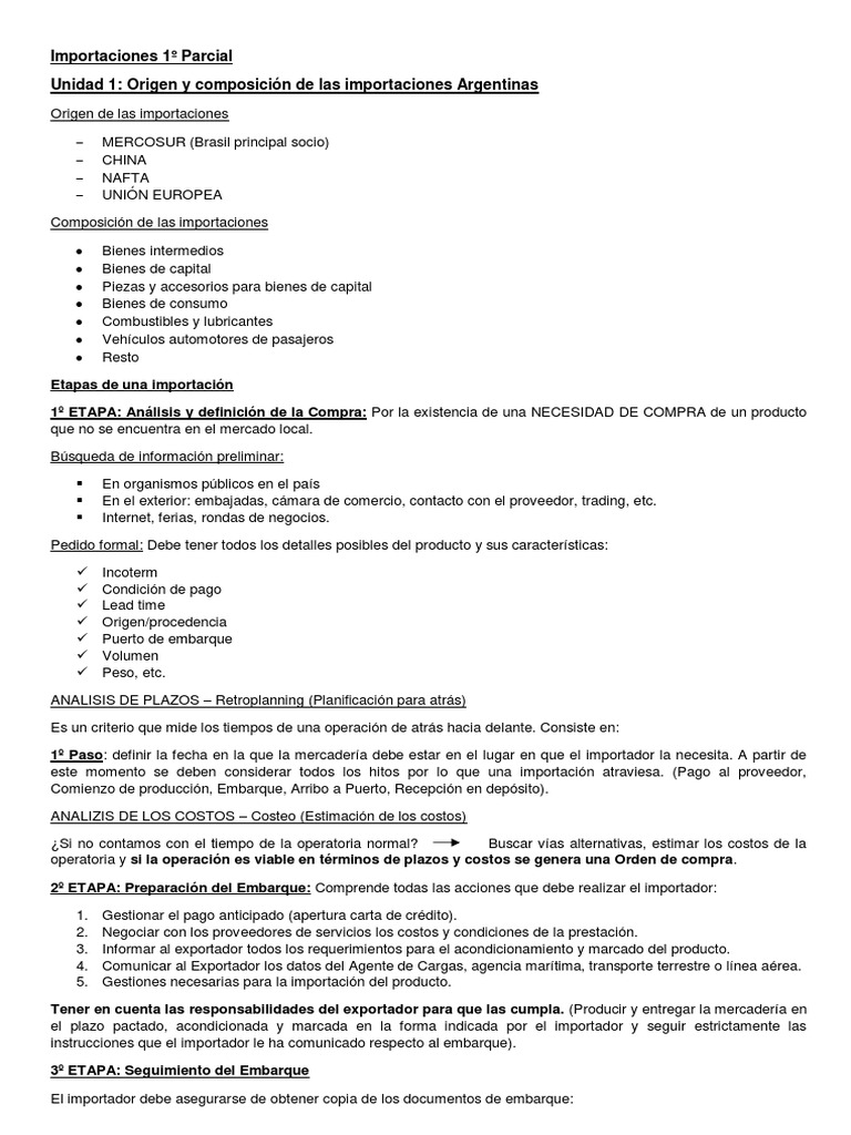 Importaciones Modulo 1 Y 2 Parcial 1 Pdf Aduana Economias