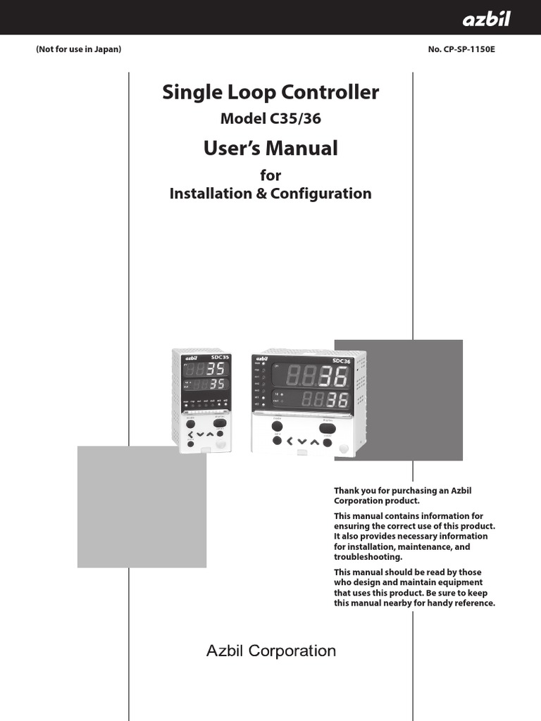 Single Loop Controller User's Manual Model C35/36 For Installation