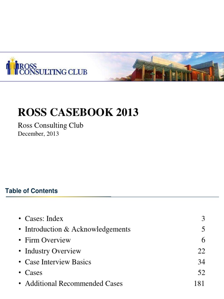 ROSS CASEBOOK 2013 Ross Consulting Club PDF Consultant Banks