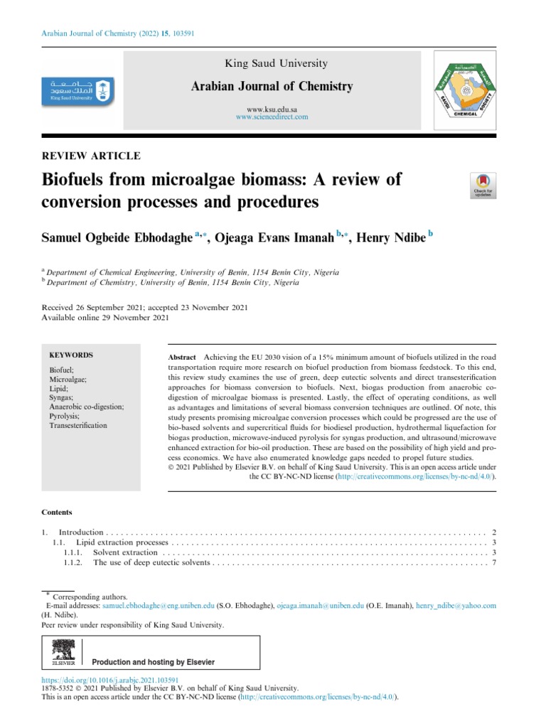 Biofuel Production from Microalgae | PDF | Algae Fuel | Biofuel