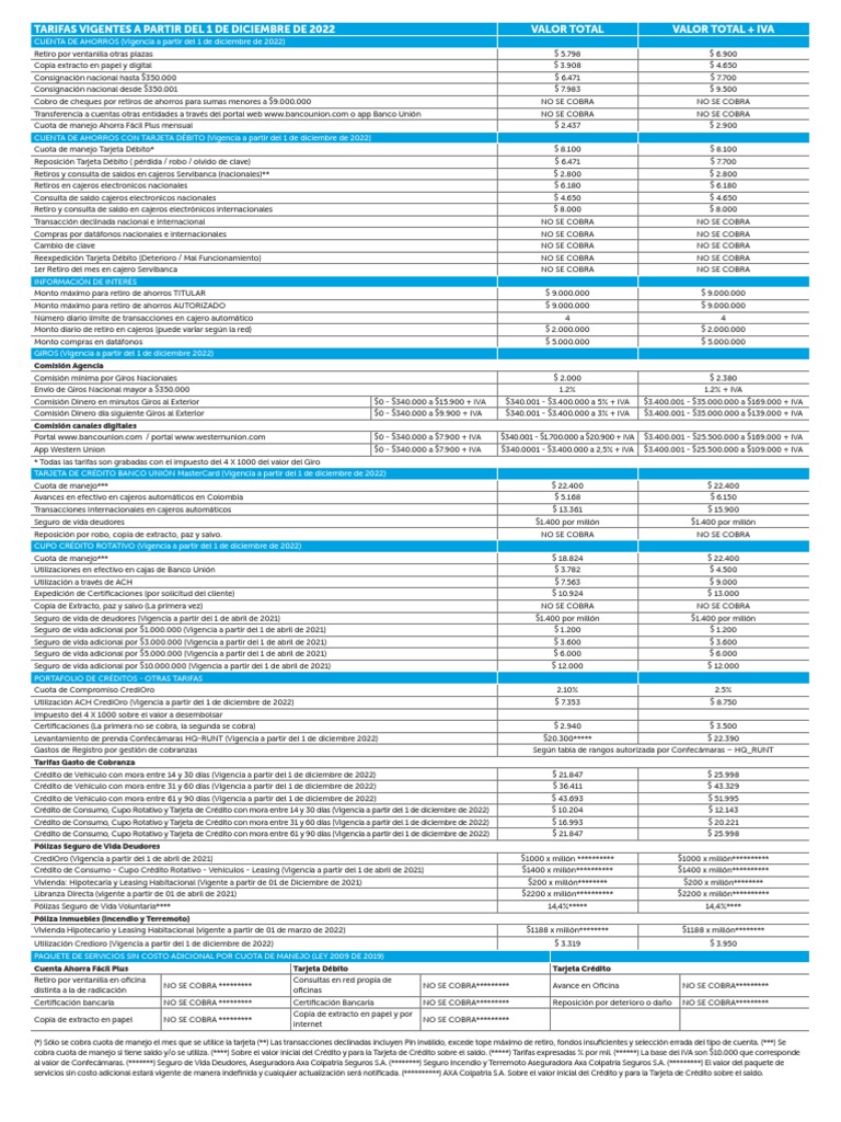Tabla Y Tarifas 2023 Image to u