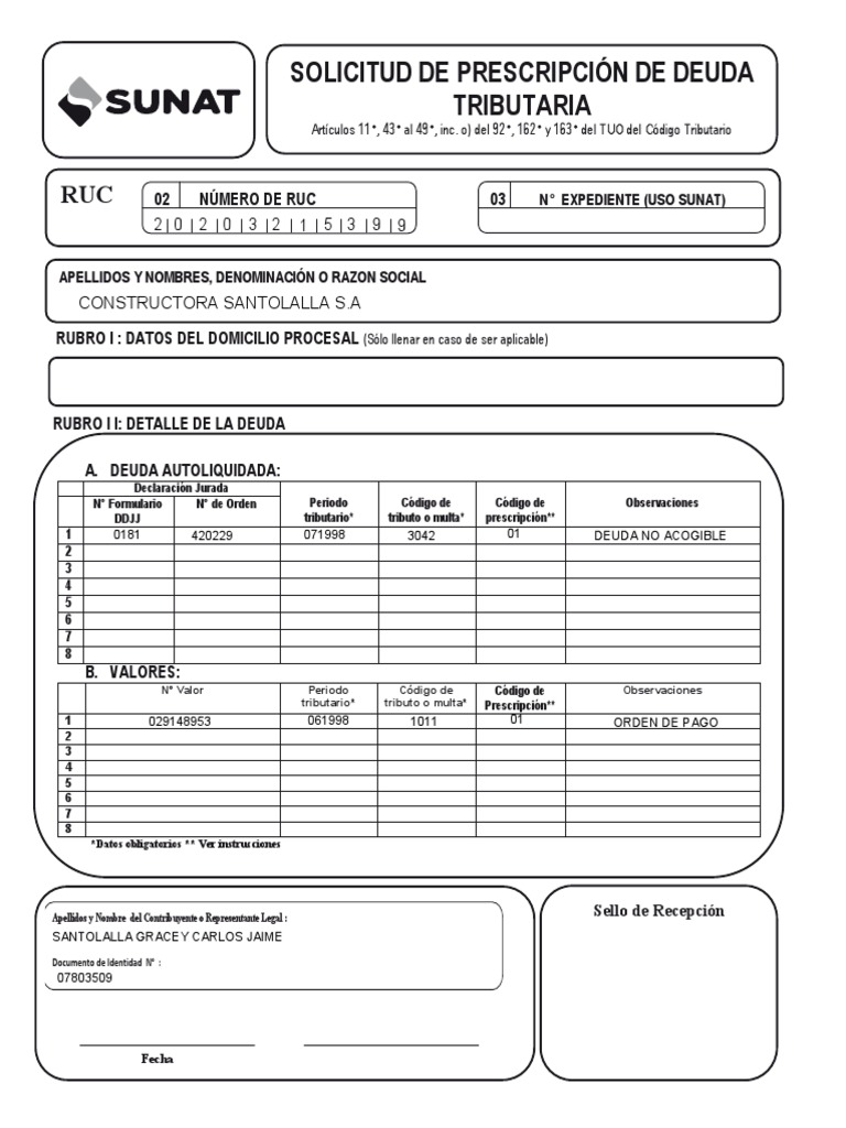 Formulario de Prescripcion. | PDF