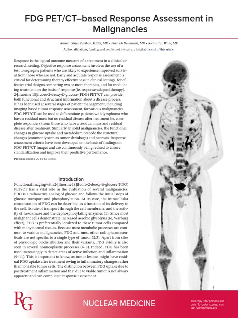 FDG PET - CT-based Response Assessment | PDF | Positron Emission ...