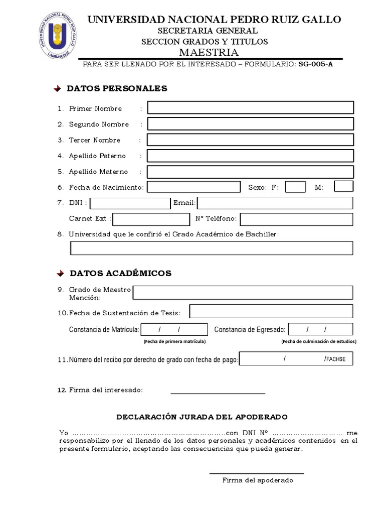 Formulario Trámite Maestría (SG-005) | PDF